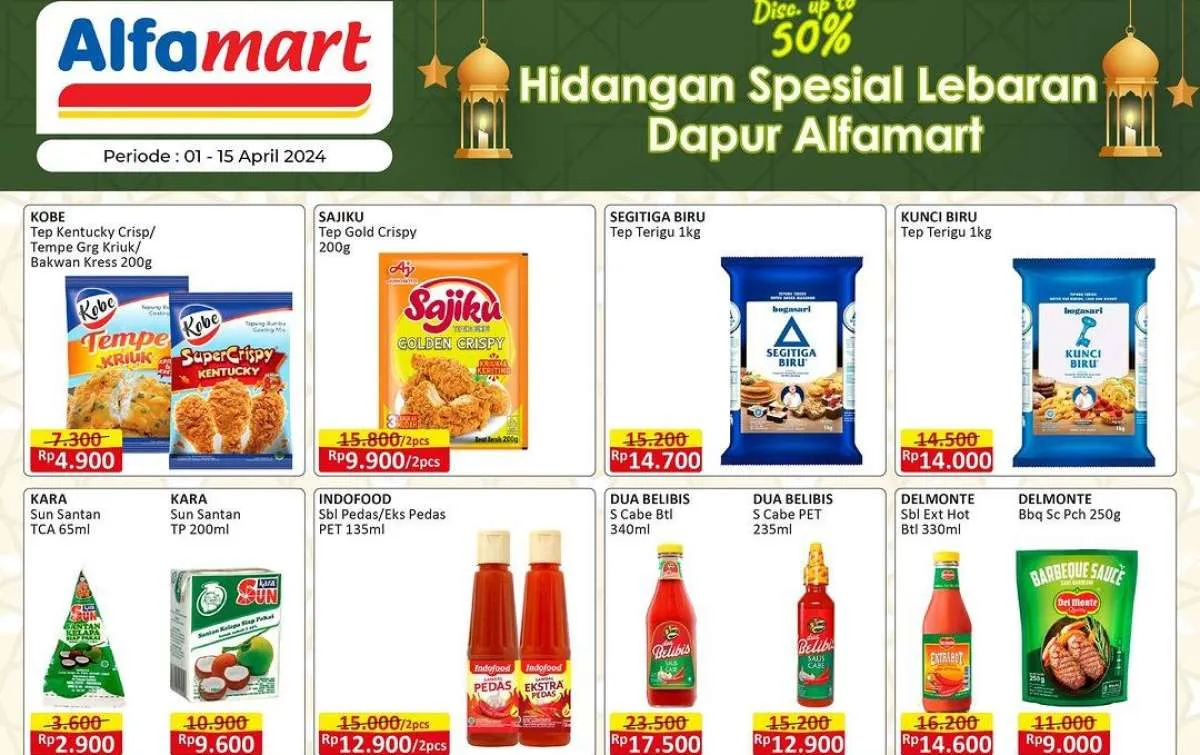 Promo Alfamart Sambut Lebaran Terbaru Kebutuhan Dapur Diskon 50%, Ada Beli 1 Gratis 1