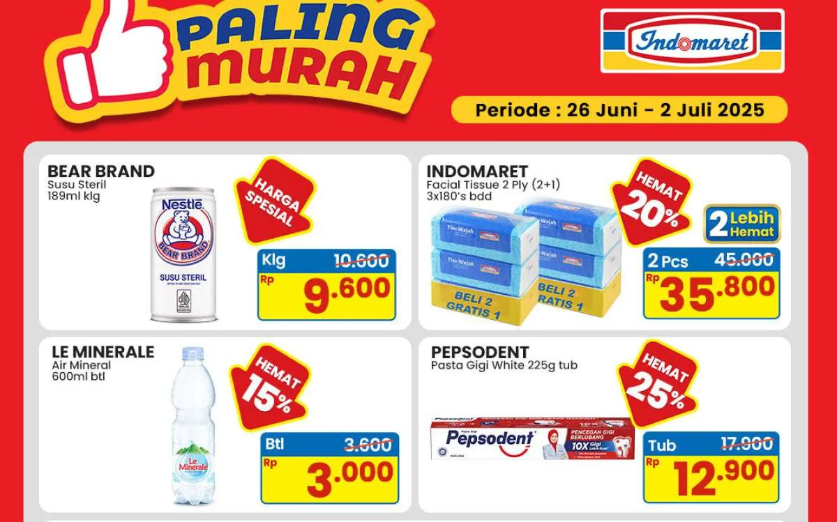 Promo Indomaret Weekend di Akhir Juni, Pepsodent & Le Minerale Spesial Paling Murah