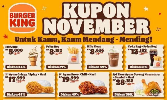 Banjir Diskon sampai 51%! Serbu Promo Burger King Kupon November Mulai Rp 5.000