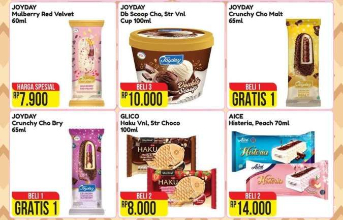 Promo Es Krim Alfamart Periode 1-15 Oktober 2025, Beli 1 Gratis 1 Joyday Crunchy