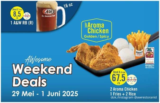 Weekend Kenyang Dompet Tenang! Promo A&W Paket Aroma Chicken Spesial Harga Miring
