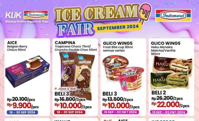 Promo Es Krim Indomaret Beli 3 Rp 10.000, Beli 1 Gratis 1 di Superindo Berakhir Besok