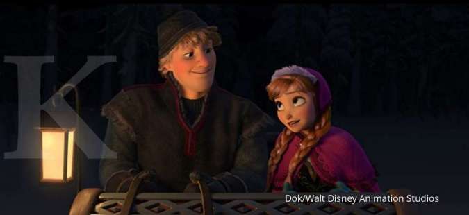 Film Frozen (2013) yang menampilkan karakter Kristoff (Jonathan Groff) dan Anna (Kristen Bell).
