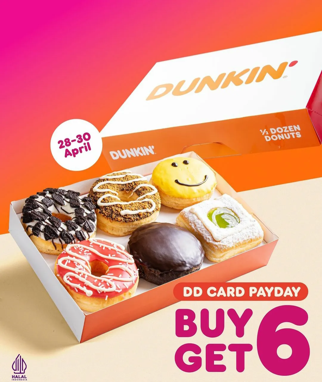 Dunkin Buy 6 get 6 free edisi 28-30 April 2024