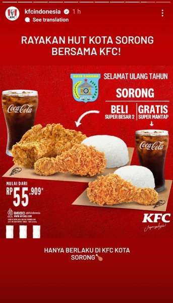 Promo KFC Terbaru 28 Februari 2023, Promo Spesial HUT Kota Sorong