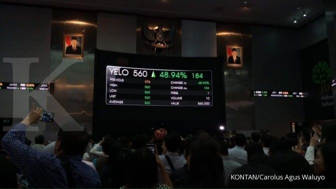 Harga saham Yelooo Integra melonjak 48,94% di hari perdana