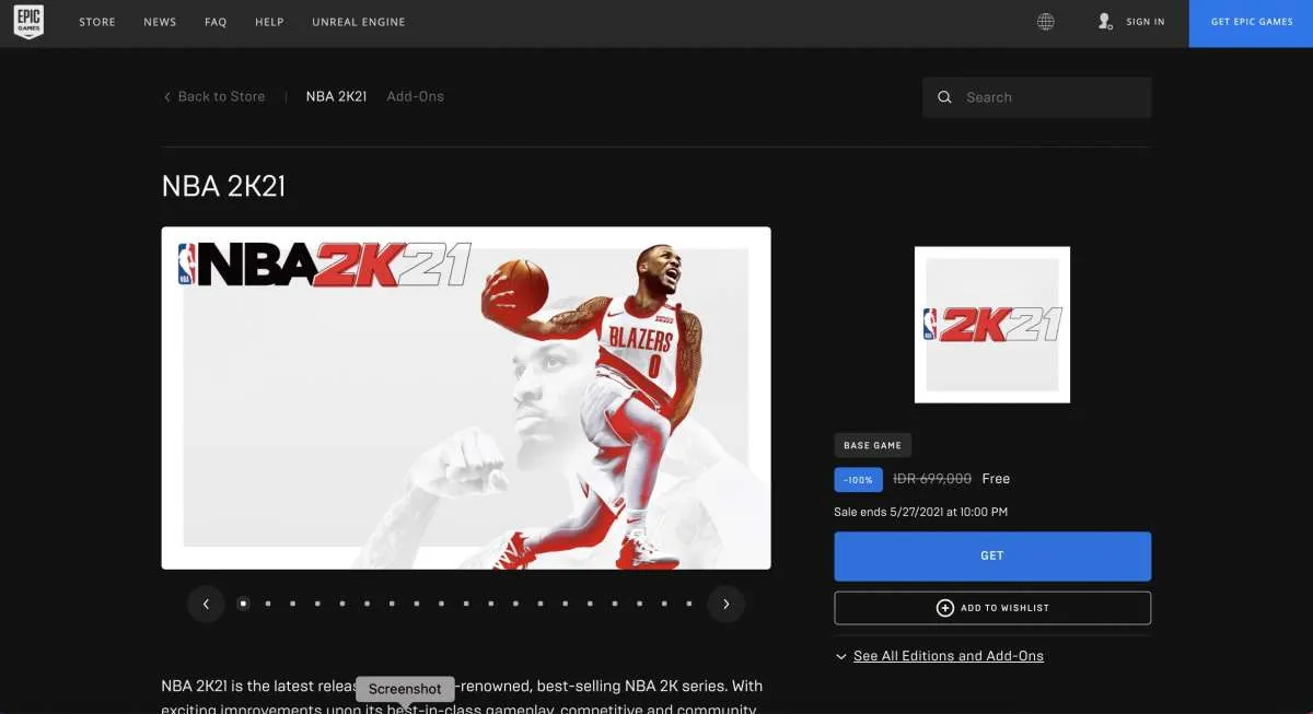 Pengguna Epic Games bisa klaim game NBA 2K21 gratis, begini cara klaimnya