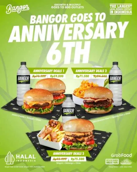Promo Burger Bangor Anniversary 6th 7 Juli-7 Agustus