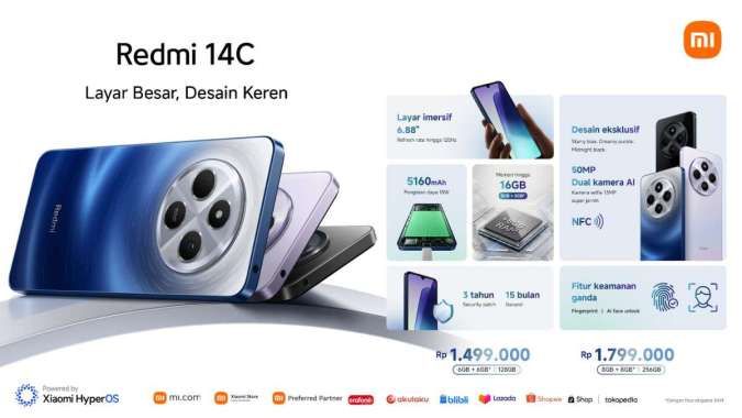 Xiaomi Indonesia Luncurkan Redmi 14C dengan Layar Besar dan Desain Keren