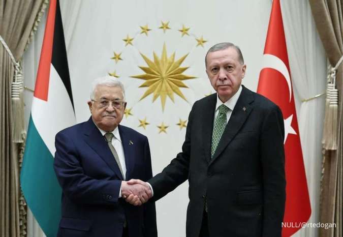 Temui Presiden Palestina Mahmud Abbas, Erdogan Tegaskan Dukungan Penuh ke Palestina 