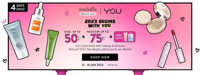 Promo Sociolla Brand Day YOU Beauty Periode 12-15 Januari 2023