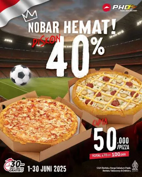 Promo PHD Nobar Hemat Diskon 40% Pizza Reguler