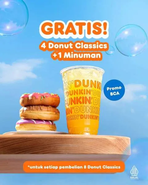 Promo Dunkin dengan BCA Beli 8 Gratis 4 + Minuman
