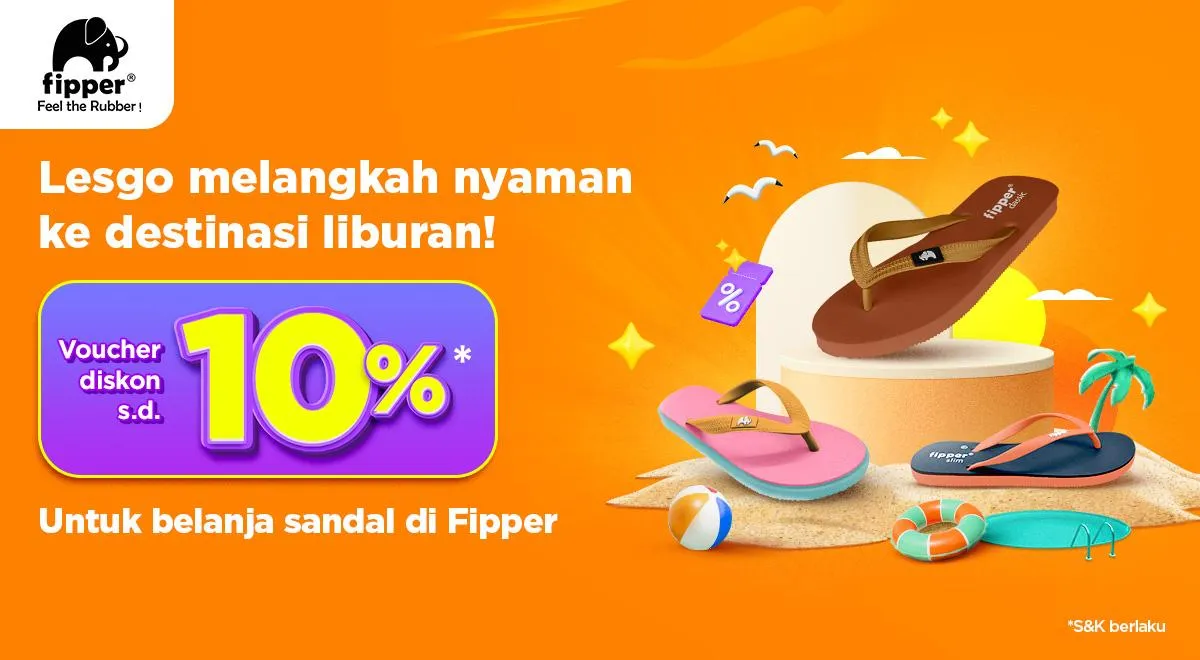 Pesan Sekarang, Dapatkan Vocuher Diskon Sandal Fipper hingga 10% dari Promo PegiPegi