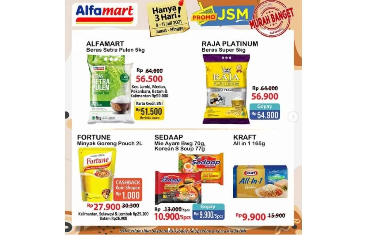 Promo JSM Alfamart 9-11 Juli 2021, diskonan Jumat Sabtu Minggu! 