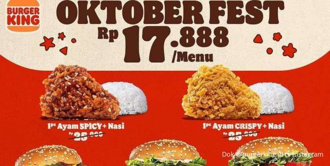 Promo Burger King Terbaru Oktober 2023, 7 Pilihan Menu Lezat Hanya Rp 17.000-an Saja