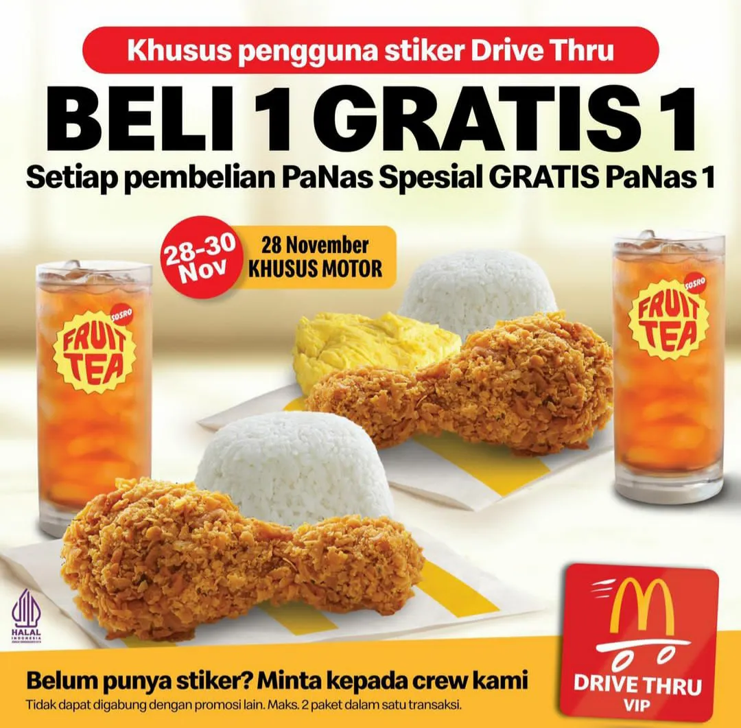 Promo McD Beli 1 Gratis 1 via Drive Thru