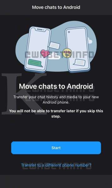 Tampilan menu fitur pindahkan chat WhatsApp ke nomor baru 
