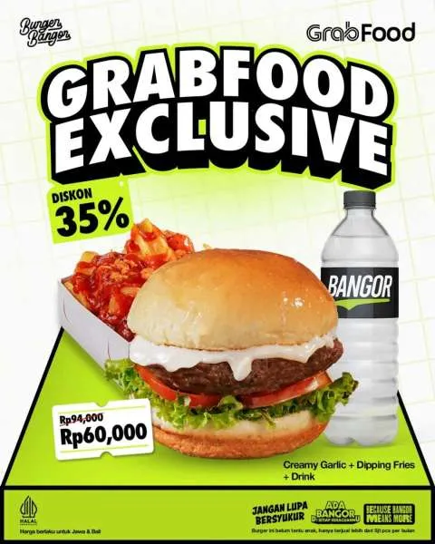 Promo Burger Bangor GrabFood Exclusive Diskon 35%