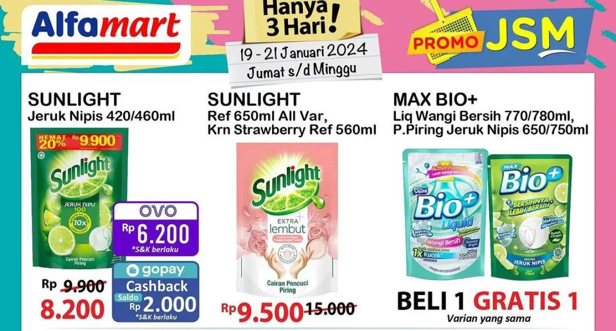 Promo JSM Alfamart Sabun Cuci Piring Beli 1 Gratis 1, Promo Hemat 19-21 Januari 2024