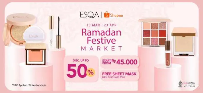 Promo ESQA Ramadan Festive Market, Belanja Makeup ESQA Diskon 50% Selama Ramadan