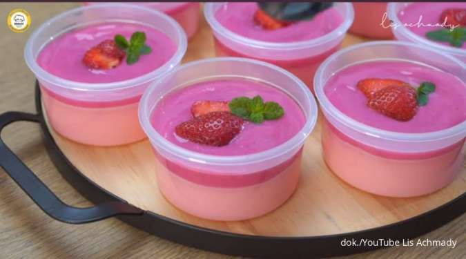 Resep Puding Stroberi Lembut dan Lumer di Mulut, Ide Stok Camilan di Kulkas
