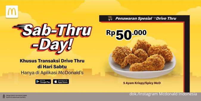 Promo McD Sab-Thru-Day Tiap Sabtu, 5 Ayam Krispy atau Spicy Hanya Rp 50.000