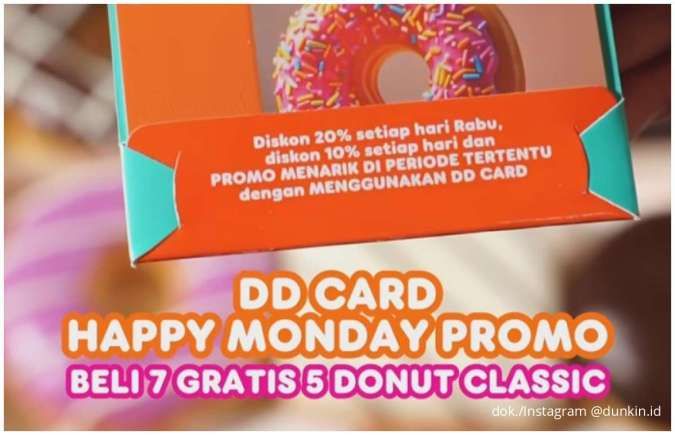 Promo Dunkin DD Card Happy Monday, Beli 7 Gratis 5 Donut Classic Harga Spesial