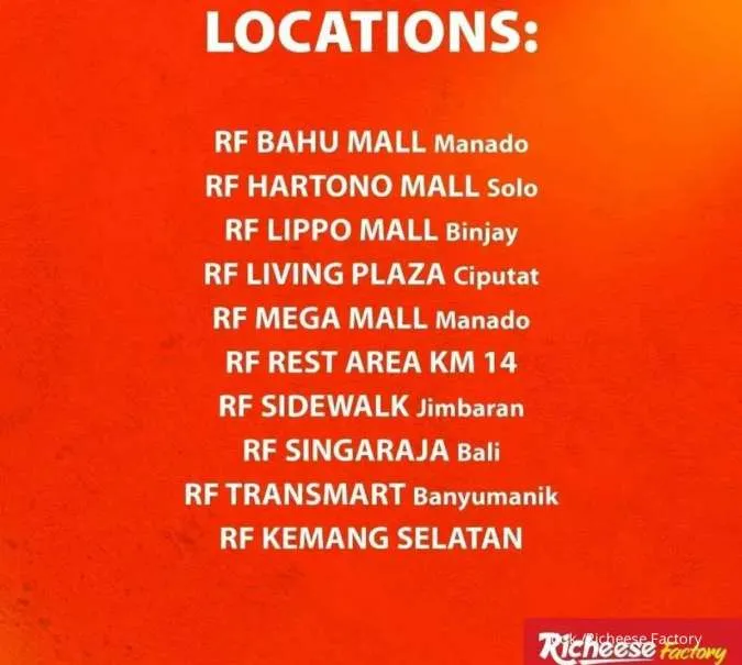 Promo Richeese Factory di outlet tertentu