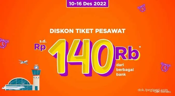 Promo PegiPegi Time! Diskon Tiket Pesawat hingga Rp 140.000 dari Berbagai Bank