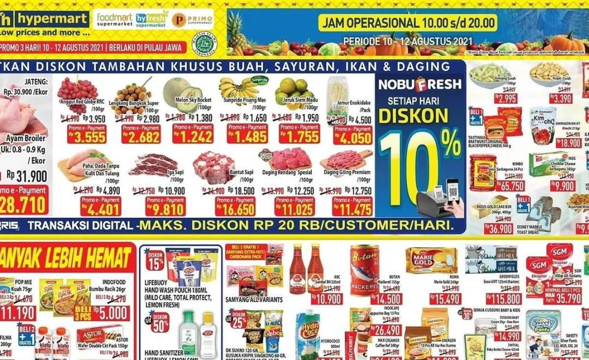 Promo Hypermart Jogja terbaru 10-12 Agustus 2021, banyak potongan harga selama 3 hari