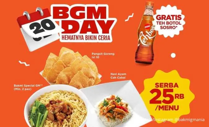 Promo BGM Day Bakmi GM 17-19 September, Bakmi atau Nasi Mulai Rp 20.000 Saja