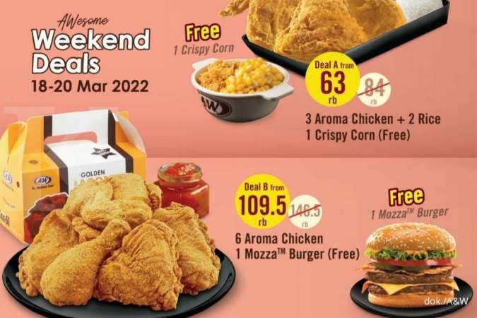 Promo A&W 18-20 Maret 2022, Paket Weekend Deals Aneka Varian Lebih Hemat!
