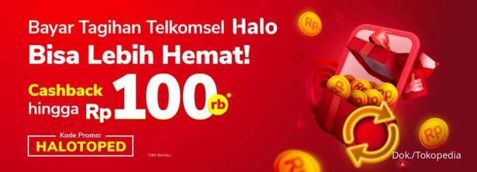Promo Tokopedia Maret 2022, Bayar Tagihan Telkomsel Halo Cashback Rp 100.000