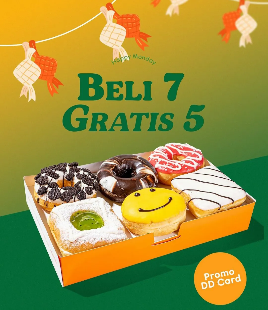 Promo Dunkin Beli 7 Gratis 5 donat Happy Monday