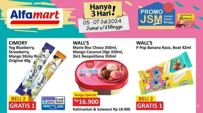 Promo JSM Alfamart Weekend Hari Ini, Promo Es Krim Wall's 3 in 1 Harga Spesial