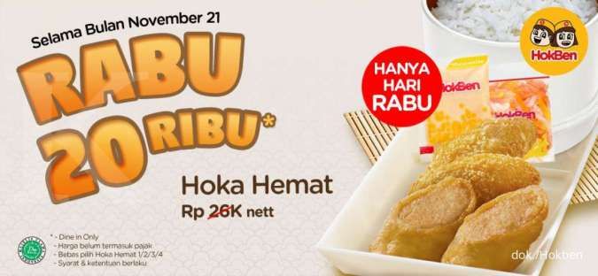 Promo Hokben 17 November 2021, Rabu Spesial Menu Hoka Hemat dan Nasi Rp 20.000-an