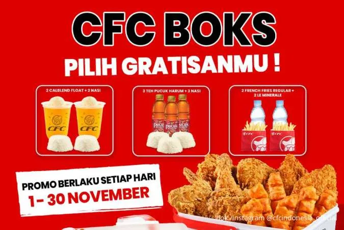 Promo CFC Boks Periode November 2025. Pilih Sendiri Gratisan Favorit Anda 