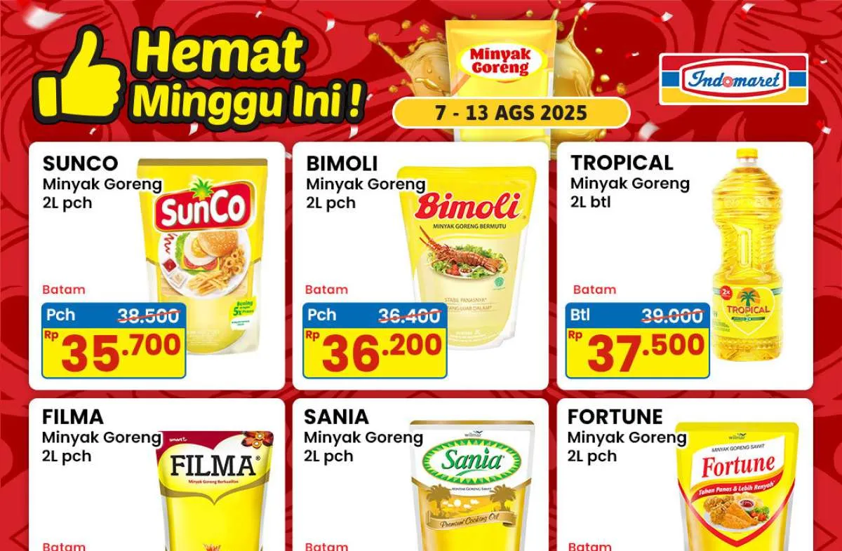 Promo Minyak Goreng di Indomaret 7-13 Agustus 2025, Ada Sunco Rp 35.700