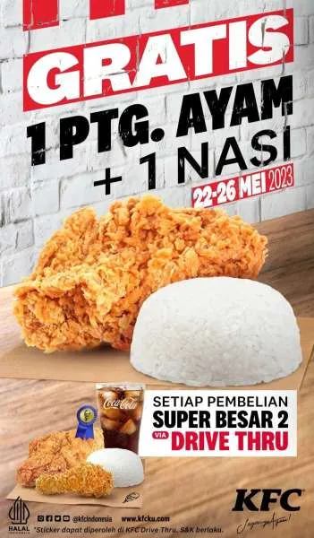 Promo KFC Gratis Ayam dan Nasi
