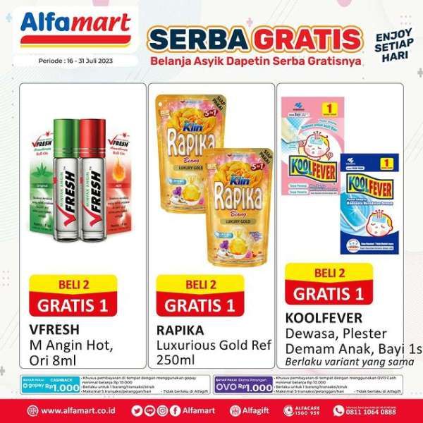 Promo Alfamart Serba Gratis 16-31 Juli 2023, Cek Beli 1 Gratis 1 dan Beli 2 Gratis 1