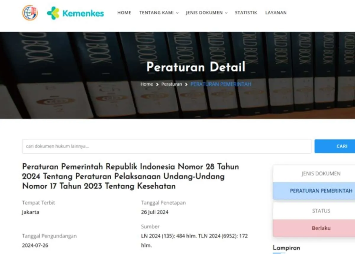 Pemerintah Terbitkan Aturan Pelaksana UU Kesehatan