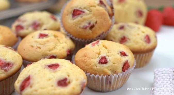 Resep Muffin Stroberi Tanpa Mixer Cuma Pakai 2 Telur, Lembut dan Manisnya Pas
