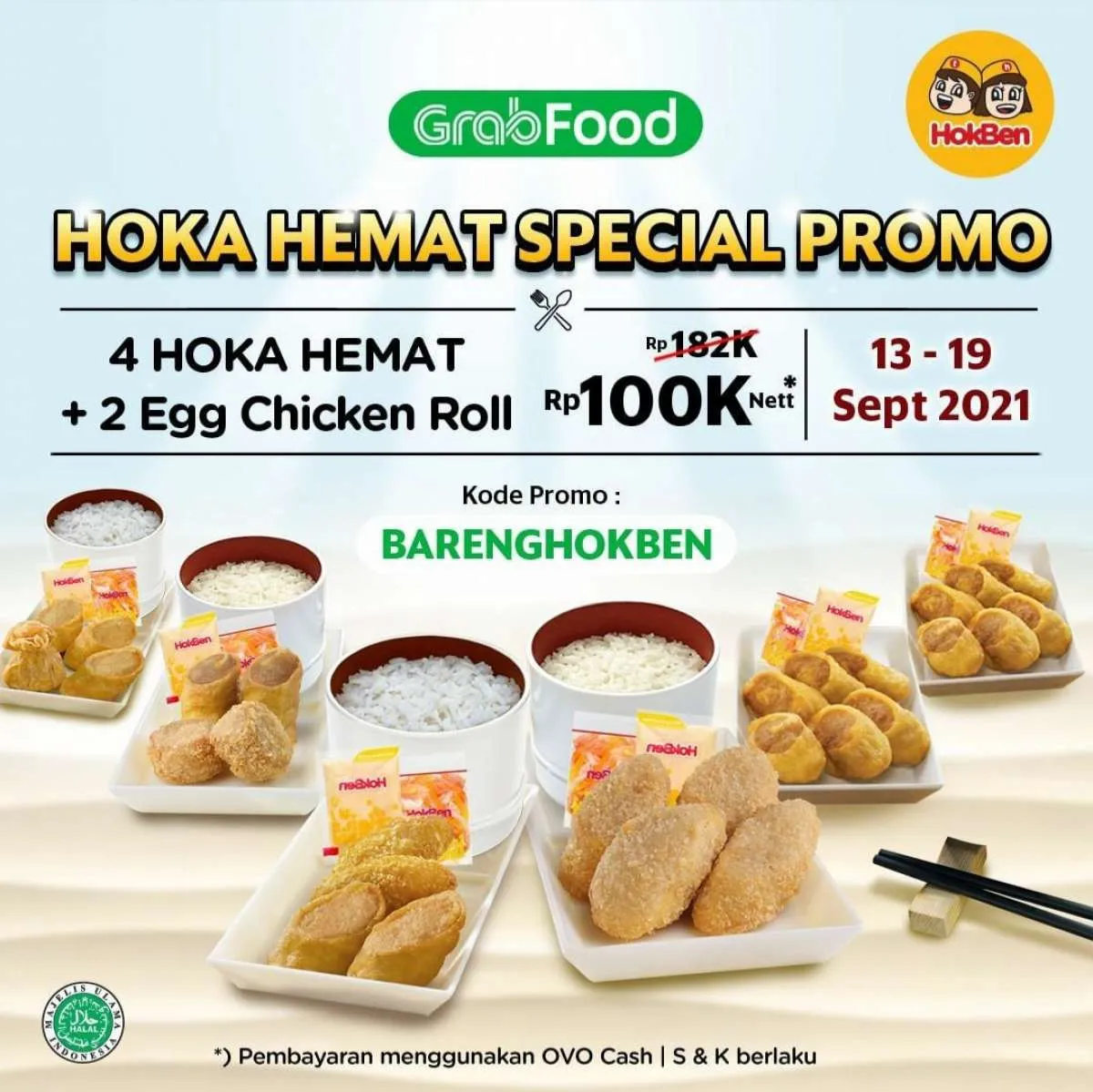 Promo Hokben 13-19 September 2021, Dapat 6 Paket Hokben Rp 100.000 di GrabFood