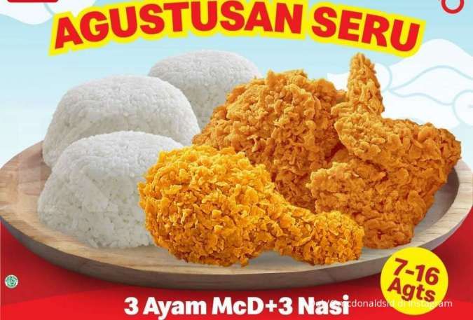 Promo McD terbaru 3 ayam dan 3 nasi hanya Rp 45.000, berlaku 7-16 Agustus 2021