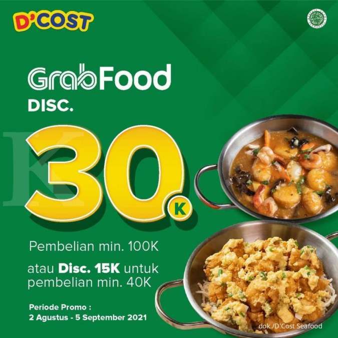 Promo D’Cost Seafood Agustus-September Diskon Rp 30.000, Pembelian Lewat GrabFood