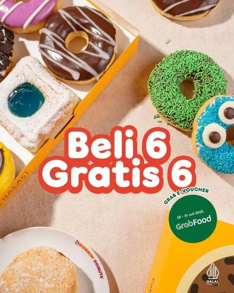 Promo Dunkin Beli 6 Gratis 6 Lebih Hemat sampai 31 Juli 2025