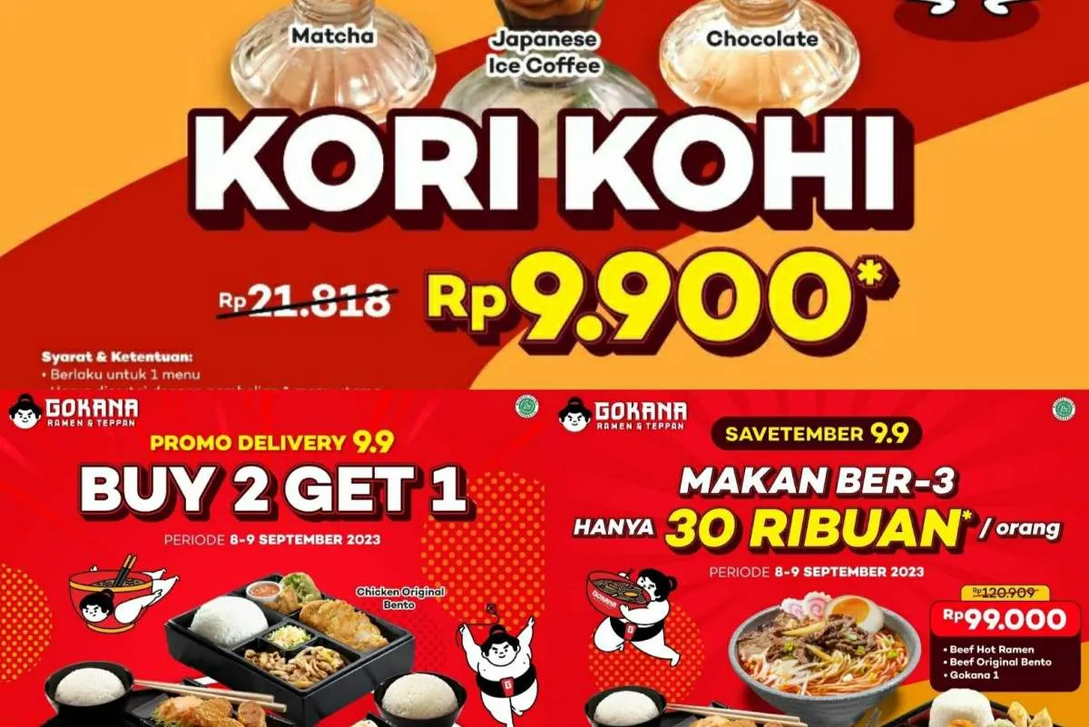 3 Promo Gokana 9.9 Edisi 8-9 September: Paket Savetember, Kori Kohi, dan Buy 2 Get 1