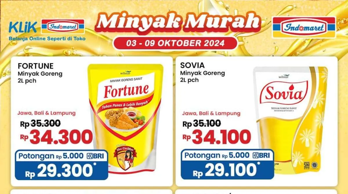 Promo Minyak Goreng di Indomaret-Alfamart & Superindo, Fortune dan Sovia Lebih Murah