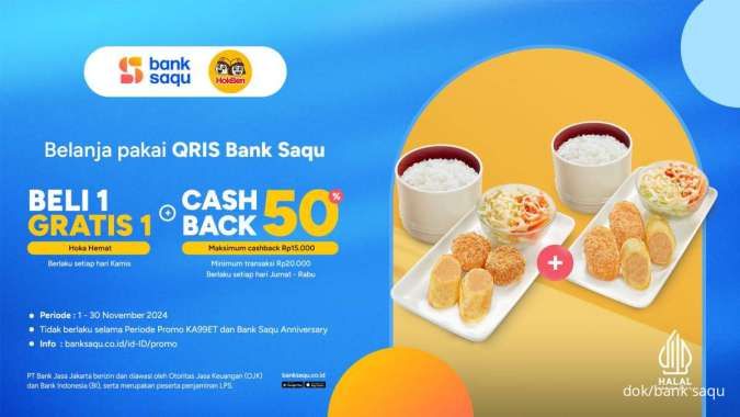 Promo Hokben x Bank Saqu 1-30 November 2024, Buy 1 Get 1 Free & Cashback 50%